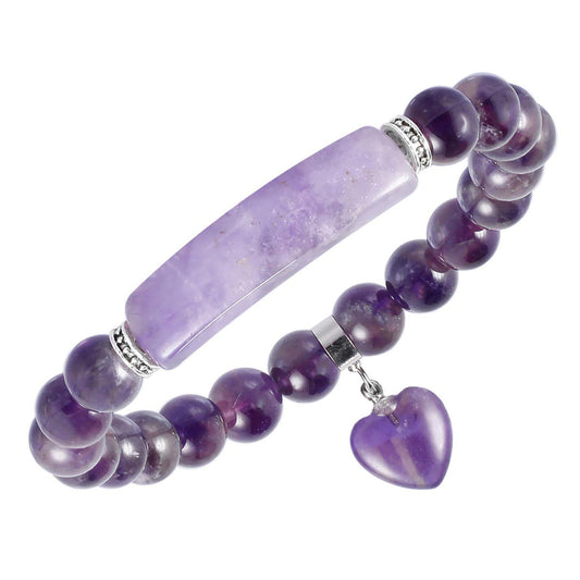 Healing Stone Bracelet 8mm Beads Chakra Crystal Energy Heart Charm Bracelet Handmade Jewelry for Women
