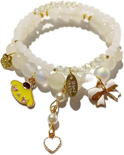 Matching Bracelets Set Crystal Beads Bracelet Cute Cartoon Elastic Beaded Pearl Bracelets Jewelry for Women Bff Friendship