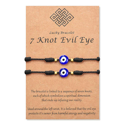 Evil Eye 7 Knot Lucky Bracelets Adjustable Red String Amulet for Women Men