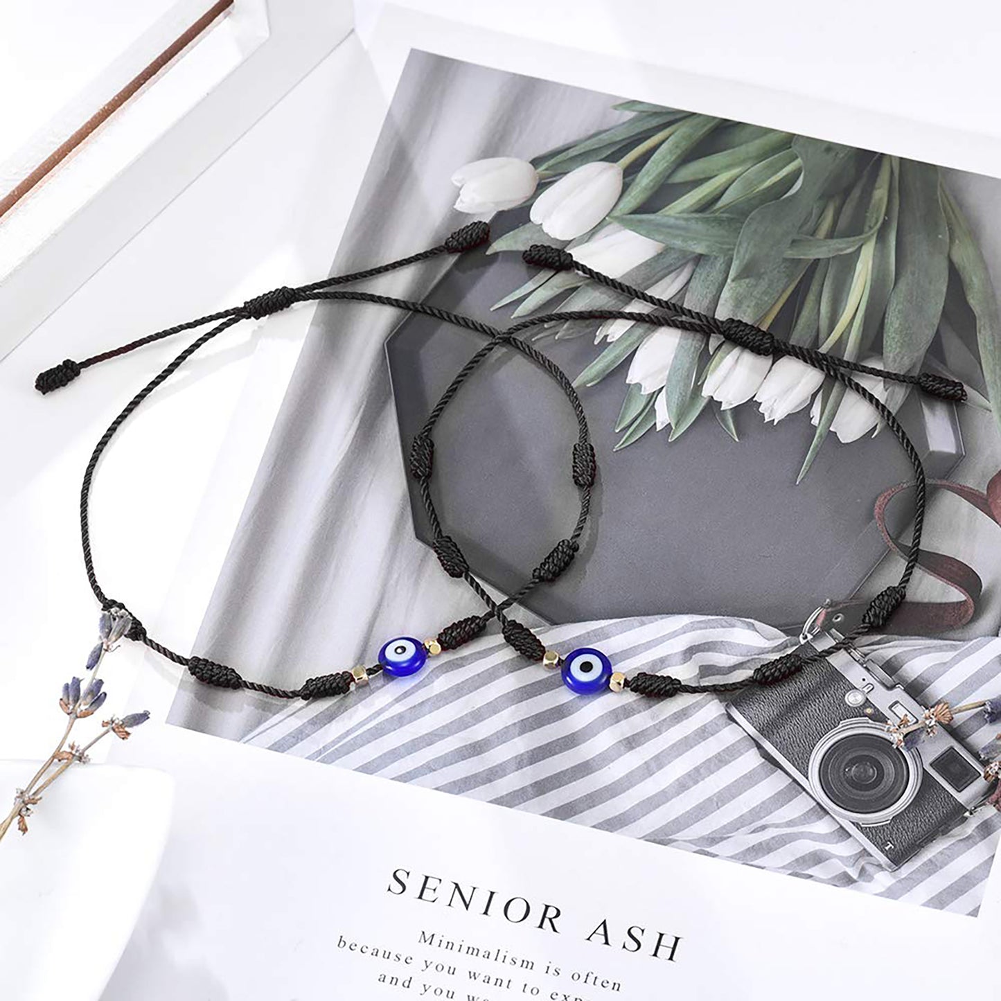 Evil Eye 7 Knot Lucky Bracelets Adjustable Red String Amulet for Women Men
