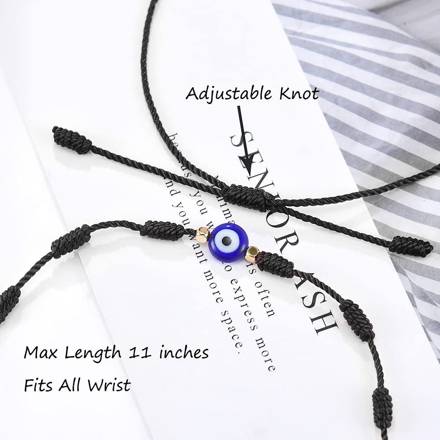 Evil Eye 7 Knot Lucky Bracelets Adjustable Red String Amulet for Women Men