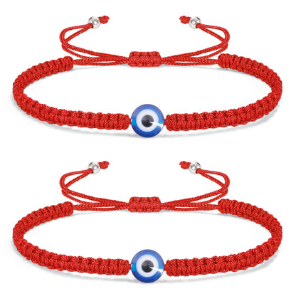 2pcs Evil Eye Bracelets for Women Men Handmade Braided Kabbalah Good Luck Bracelet Rope Cord Thread Friendship Bracelet Adjustable String Minimalist Jewelry