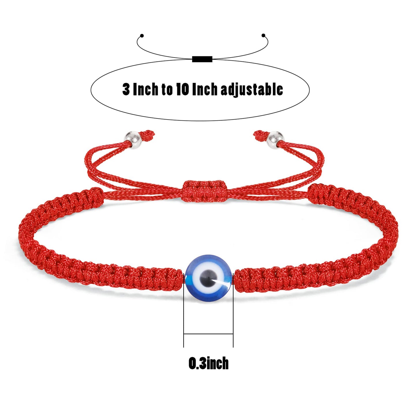 2pcs Evil Eye Bracelets for Women Men Handmade Braided Kabbalah Good Luck Bracelet Rope Cord Thread Friendship Bracelet Adjustable String Minimalist Jewelry