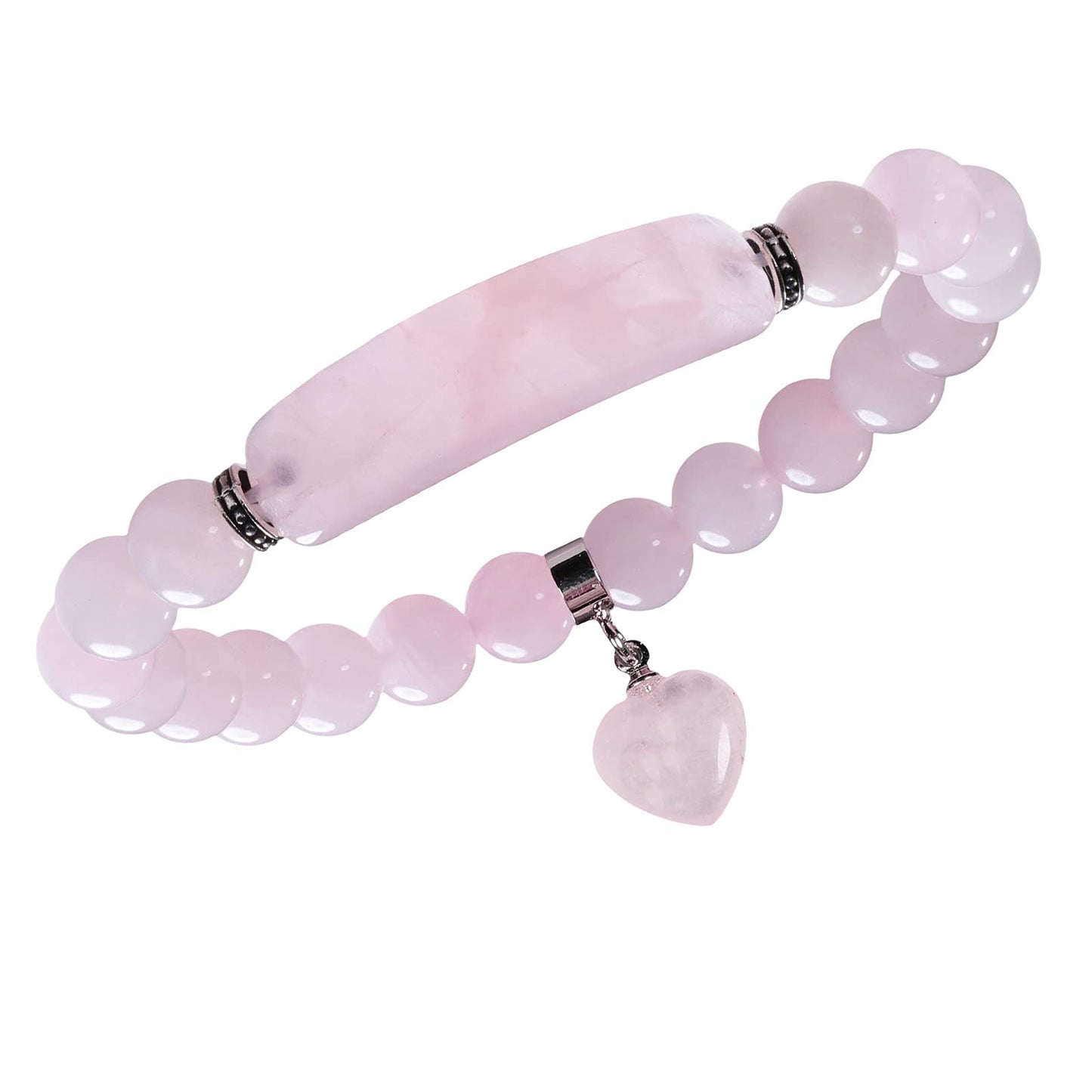 Healing Stone Bracelet 8mm Beads Chakra Crystal Energy Heart Charm Bracelet Handmade Jewelry for Women