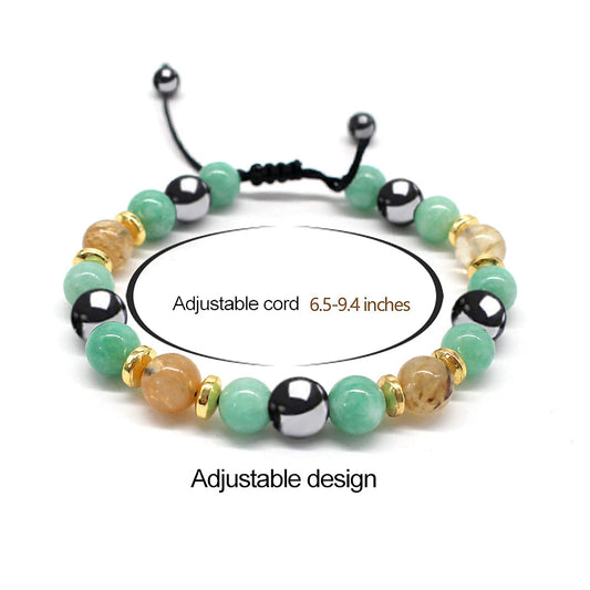 Triple Protection Bracelet- For Maximum Lucky Money Wealth,Healing and Wealth Building，Energy Healing Bracelet Relief Hematite Bracelet Set for Men Women