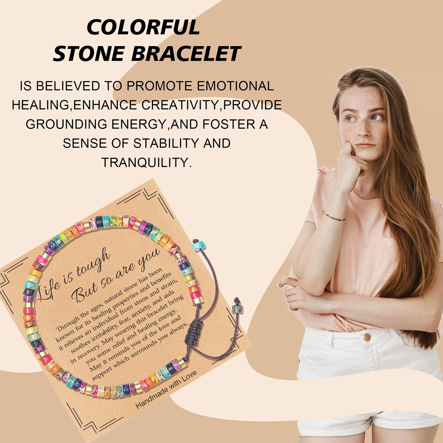 Inspirational Gifts Bracelets for Women Healing Natural Stone Beaded Bracelets Easter Basket Stuffers Christian Birthday Friendship Gifts for Women Best Friend Mom Daughter Sister Niece Bestie