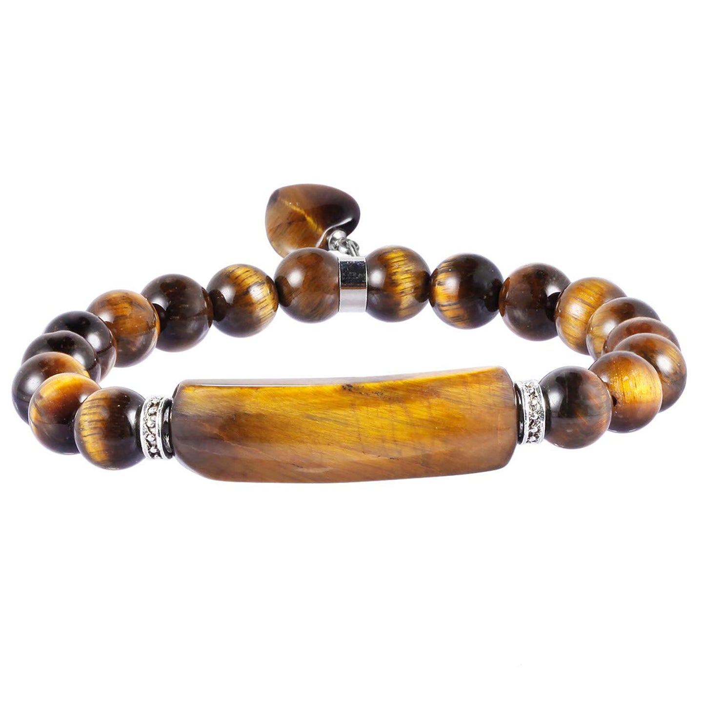 Healing Stone Bracelet 8mm Beads Chakra Crystal Energy Heart Charm Bracelet Handmade Jewelry for Women