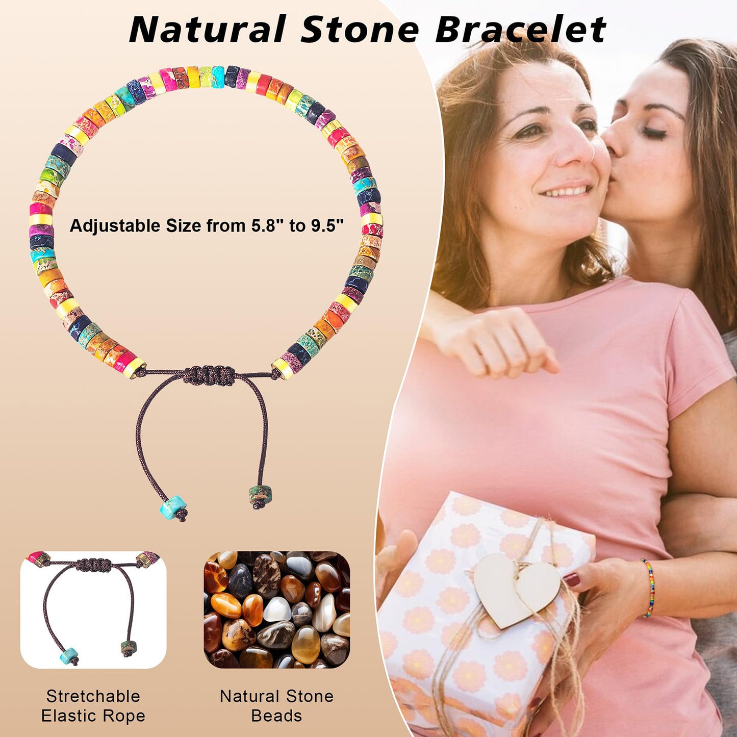 Inspirational Gifts Bracelets for Women Healing Natural Stone Beaded Bracelets Easter Basket Stuffers Christian Birthday Friendship Gifts for Women Best Friend Mom Daughter Sister Niece Bestie