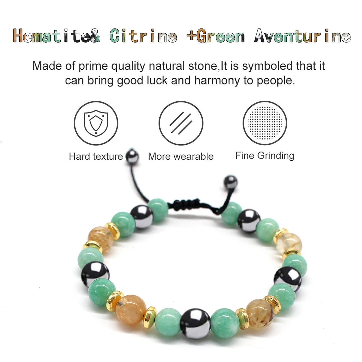 Triple Protection Bracelet- For Maximum Lucky Money Wealth,Healing and Wealth Building，Energy Healing Bracelet Relief Hematite Bracelet Set for Men Women