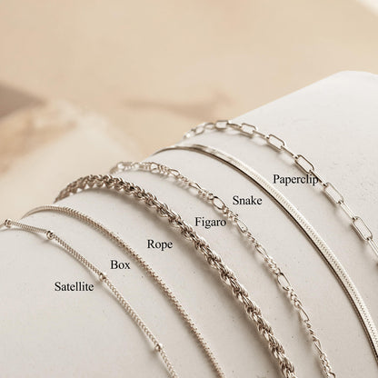 Bracelets for Women Trendy, 925 Sterling Silver Jewelry Set for Women Bracelets for Women Paperclip Box Herringbone Figaro Rope Chain Bracelet Fashion Pack Gifts for Women