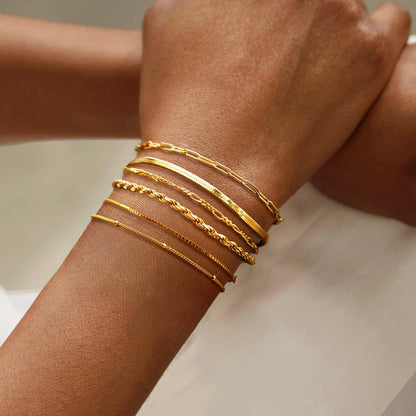 Bracelets for Women Trendy, 925 Sterling Silver Jewelry Set for Women Bracelets for Women Paperclip Box Herringbone Figaro Rope Chain Bracelet Fashion Pack Gifts for Women