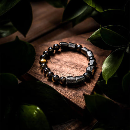 Conscious Items - Black Tourmaline Bracelet - Feng Shui Black Obsidian Bracelet - Authentic Black Tourmaline - The Spiritual Protection Bracelet - Black Tourmaline Crystals - Men and Woman Jewelry