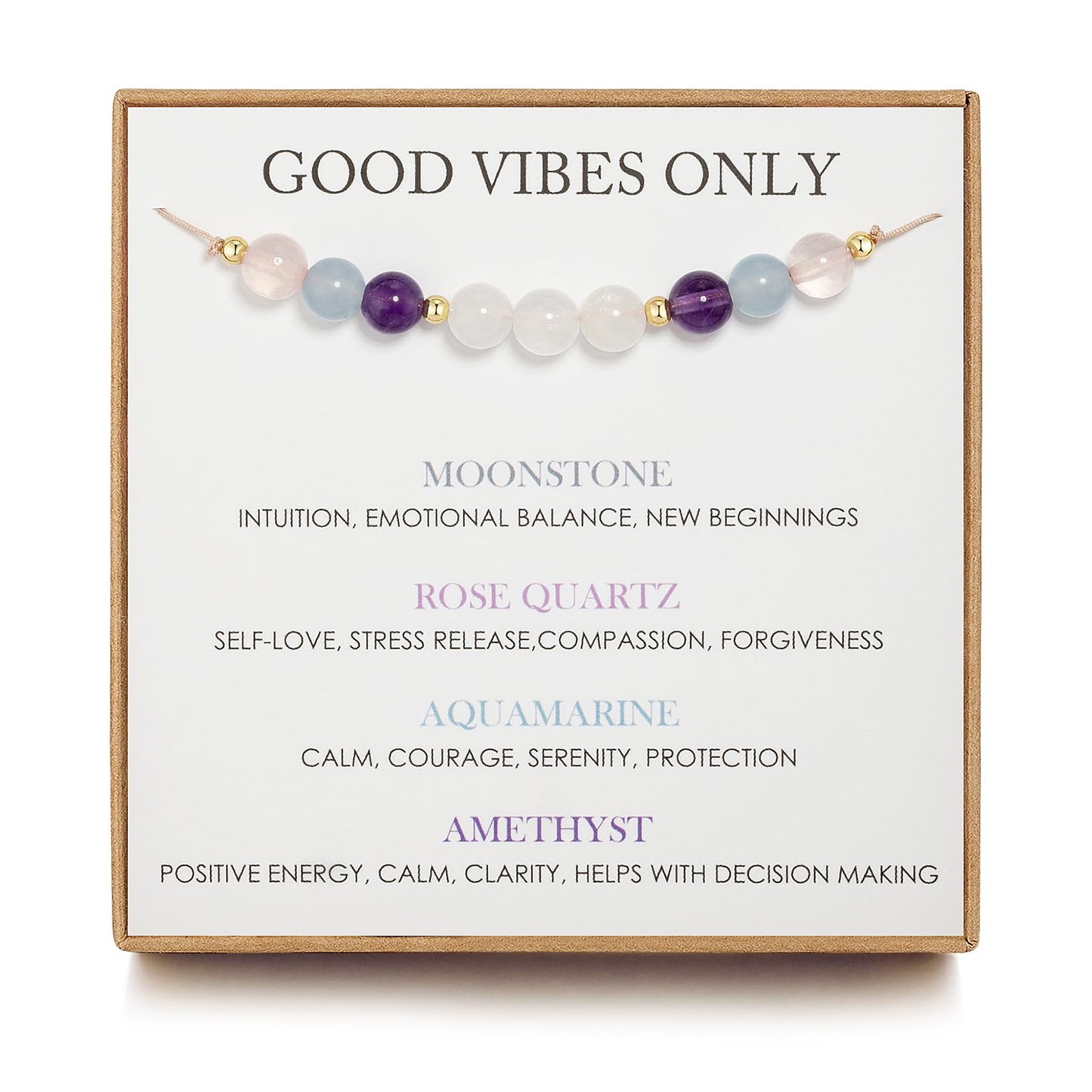 Moonstone Bracelet, New Beginnings Gifts for Women, Good Vibes Only Bracelet, Manifestation Gifts, Protection Bracelet, Positive Energy, Manifest Positivity, Happiness Bracelet Gift for Her