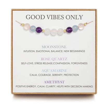 Moonstone Bracelet, New Beginnings Gifts for Women, Good Vibes Only Bracelet, Manifestation Gifts, Protection Bracelet, Positive Energy, Manifest Positivity, Happiness Bracelet Gift for Her