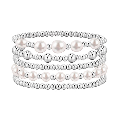 Gold/Silver Bracelets for Women Beaded Bracelet 14K Gold Plated Bracelet Stack Strand Stretch Bead Ball Bracelet Set Stackable Bracelet Adjustable Bracelet Set Jewelry for Gifts