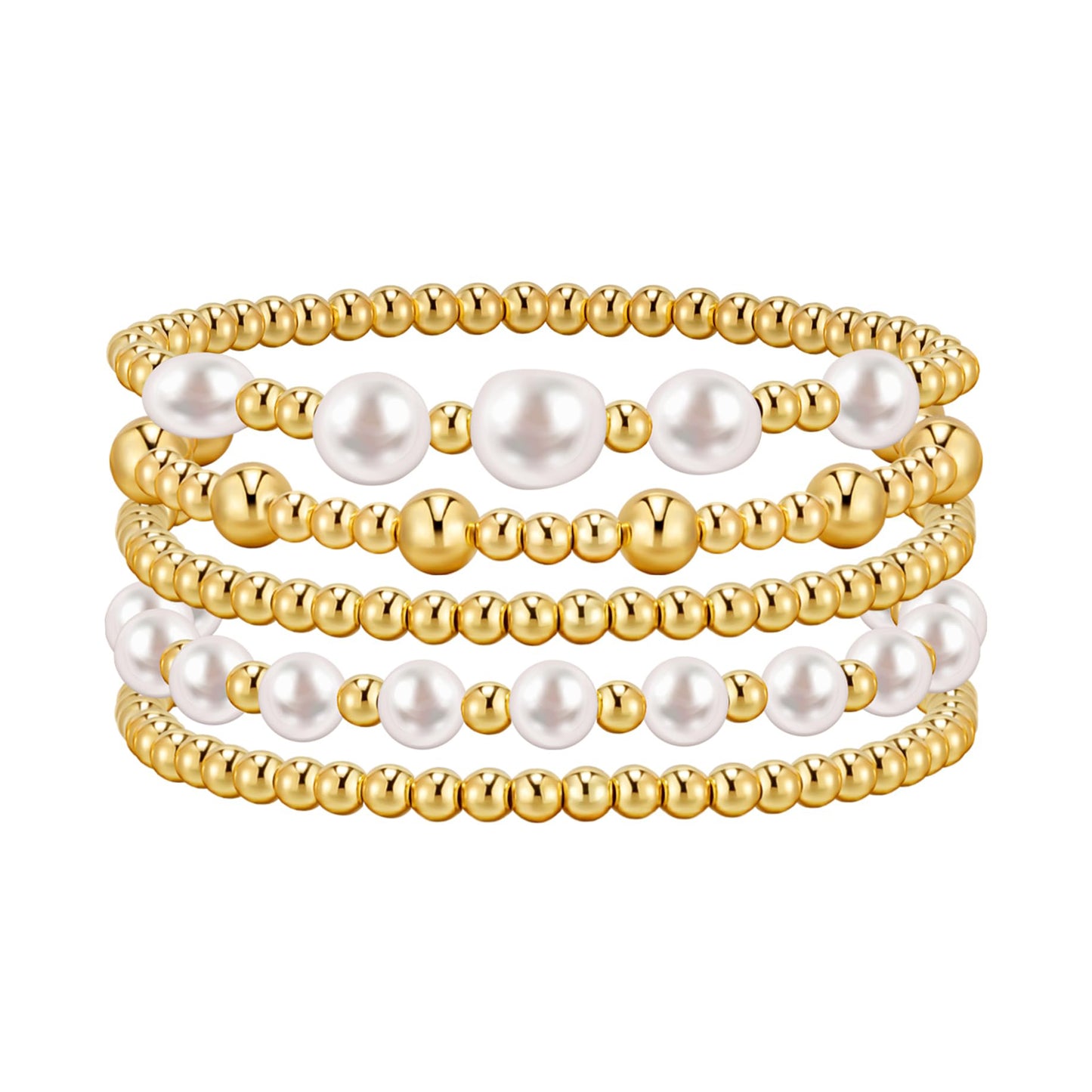 Gold/Silver Bracelets for Women Beaded Bracelet 14K Gold Plated Bracelet Stack Strand Stretch Bead Ball Bracelet Set Stackable Bracelet Adjustable Bracelet Set Jewelry for Gifts