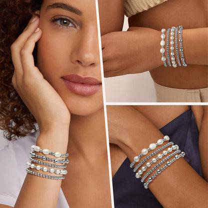 Gold/Silver Bracelets for Women Beaded Bracelet 14K Gold Plated Bracelet Stack Strand Stretch Bead Ball Bracelet Set Stackable Bracelet Adjustable Bracelet Set Jewelry for Gifts