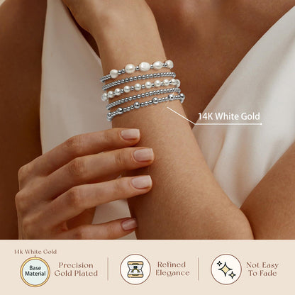 Gold/Silver Bracelets for Women Beaded Bracelet 14K Gold Plated Bracelet Stack Strand Stretch Bead Ball Bracelet Set Stackable Bracelet Adjustable Bracelet Set Jewelry for Gifts