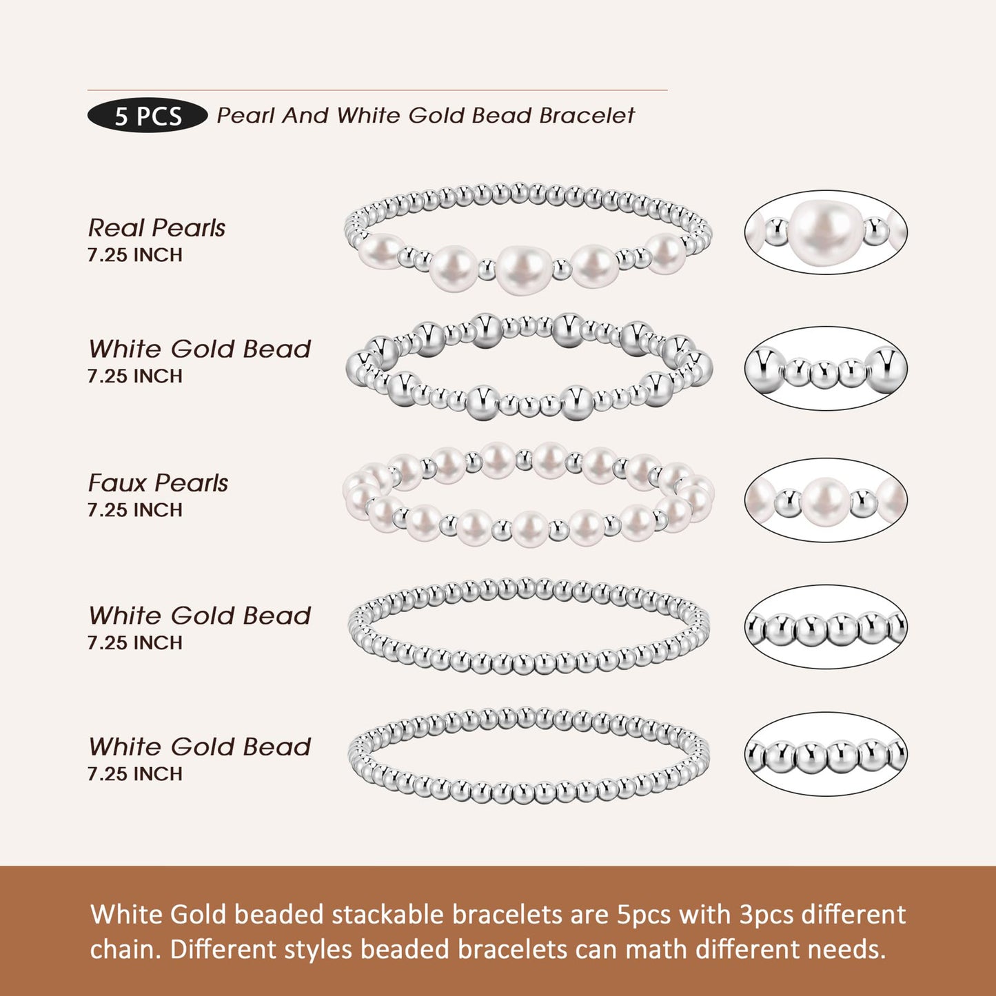 Gold/Silver Bracelets for Women Beaded Bracelet 14K Gold Plated Bracelet Stack Strand Stretch Bead Ball Bracelet Set Stackable Bracelet Adjustable Bracelet Set Jewelry for Gifts