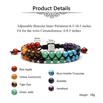Bead Chakra Bracelet 7 Chakras Healing Crystals Bracelet Yoga Stone Beads Bracelets Meditation Relax Anxiety Bangle for Womens Mens