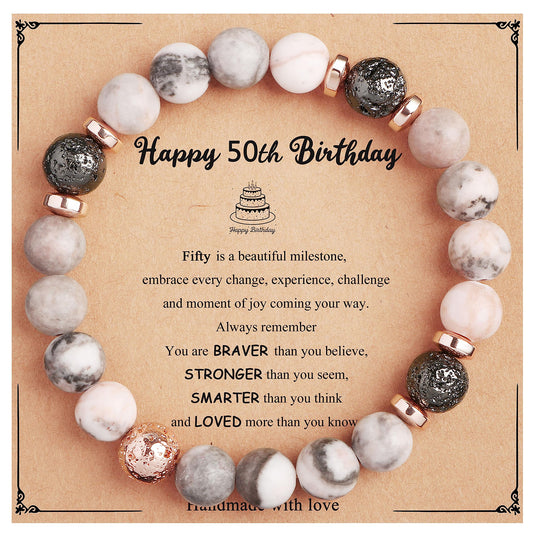 13th 16th 18th 21st 25th 30th 35th 40th 45th 50th 60th 65th 70th 75th 80th Birthday Gifts for Women, Natural Stone Bracelet Birthday Gifts for Women Mom Daughter Grandma Sister Coworker