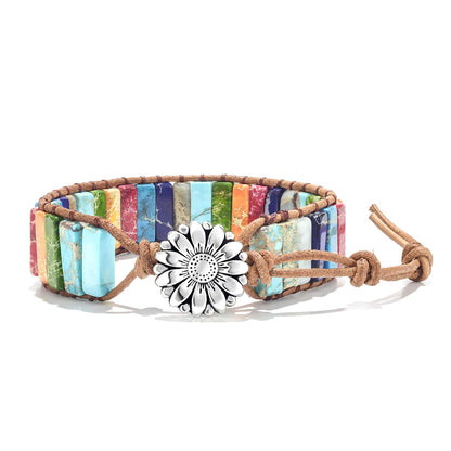 7 Chakra Bracelets for Women with Real Stones Leather Wrap Healing Bead Bracelet Women Men Boho Friendship Jewelry