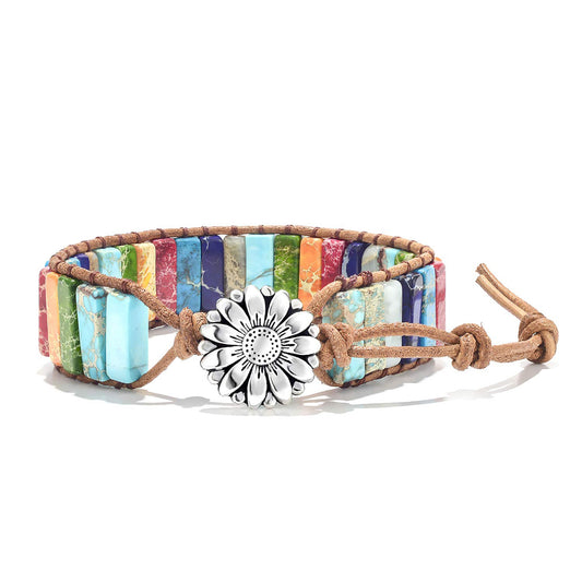 7 Chakra Bracelets for Women with Real Stones Leather Wrap Healing Bead Bracelet Women Men Boho Friendship Jewelry