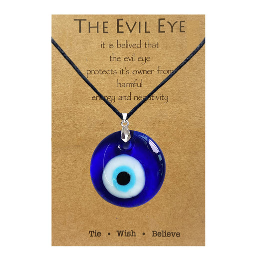 Evil Eye Necklace for Women Men Protection Necklaces Leather Rope Glass Evil Eye Pendant Neckaces Inspirational Jewelry for Women Trendy Lucky Amulet Necklace Gifts for Friends