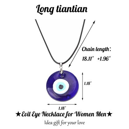 Evil Eye Necklace for Women Men Protection Necklaces Leather Rope Glass Evil Eye Pendant Neckaces Inspirational Jewelry for Women Trendy Lucky Amulet Necklace Gifts for Friends