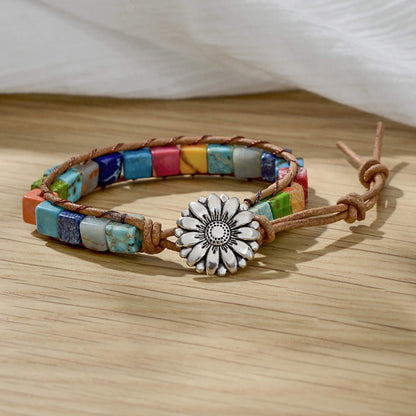 7 Chakra Bracelets for Women with Real Stones Leather Wrap Healing Bead Bracelet Women Men Boho Friendship Jewelry