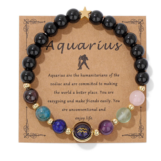 Zodiac Bracelets for Women 12 Constellations Healing Crystal Stone Beads Bracelet Birthday Zodiac Gifts Horoscope Spiritual Bracelet
