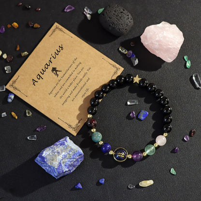 Zodiac Bracelets for Women 12 Constellations Healing Crystal Stone Beads Bracelet Birthday Zodiac Gifts Horoscope Spiritual Bracelet