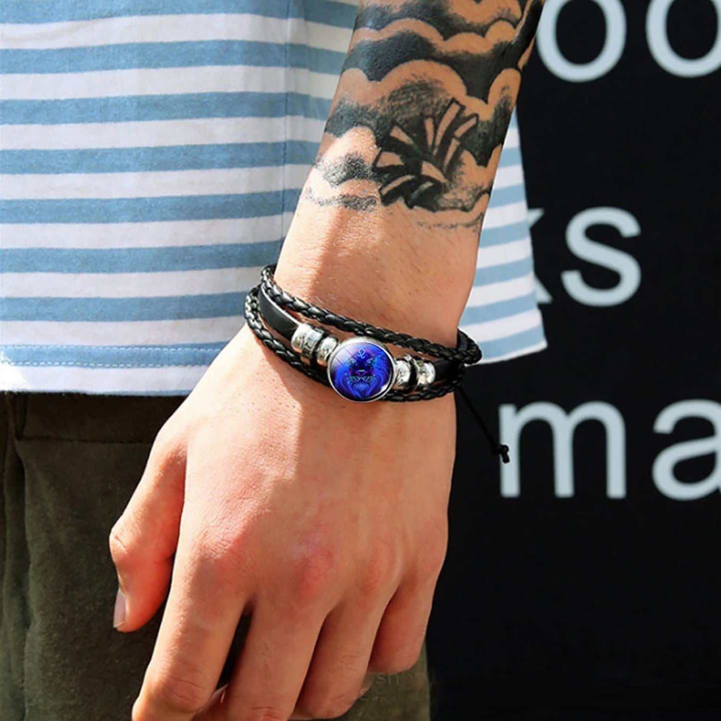 Zodiac Signs Spirit Bracelet Zodiac Bracelet for Women Men Adjustable 12 Constellation Bracelet Multilayer Zodiac Black Leather Bracelets Zodiac Sign Wrap Bracelet for Women Men Birthday Jewelry