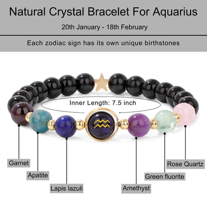 Zodiac Bracelets for Women 12 Constellations Healing Crystal Stone Beads Bracelet Birthday Zodiac Gifts Horoscope Spiritual Bracelet