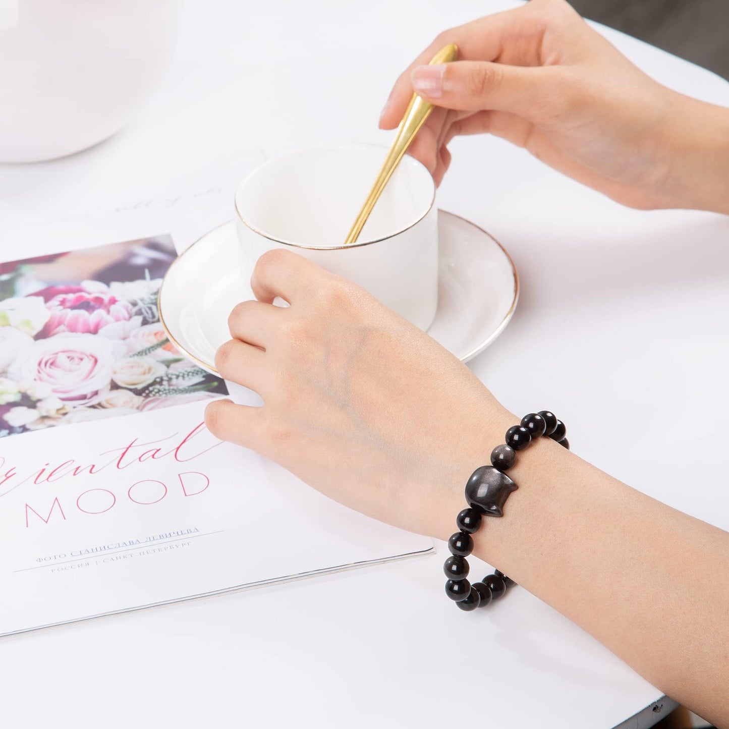 Money Attraction Cat Bracelet - Black Obsidian Women Bracelets -Wealth Prosperity Abundance Stone Bead Bracelet, Entrepreneur Business Luck Beaded Bracelets,Good Luck Feng Shui Bracelets For Women Gifts For Women