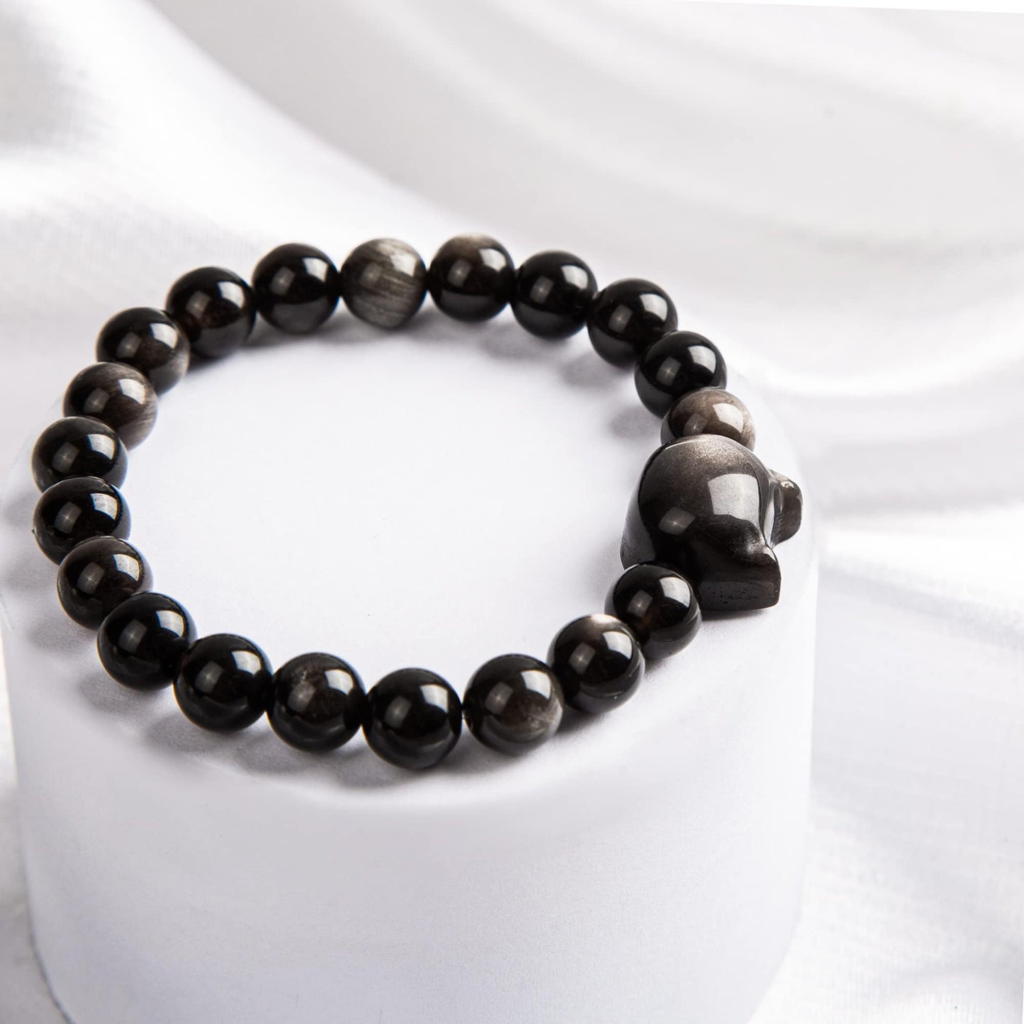 Money Attraction Cat Bracelet - Black Obsidian Women Bracelets -Wealth Prosperity Abundance Stone Bead Bracelet, Entrepreneur Business Luck Beaded Bracelets,Good Luck Feng Shui Bracelets For Women Gifts For Women
