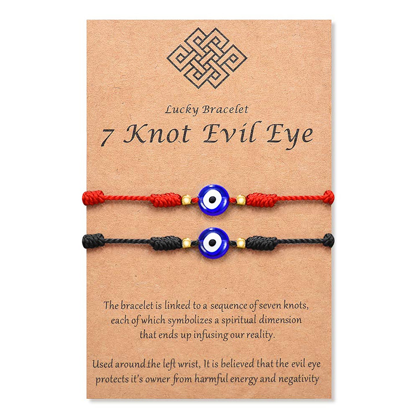 Evil Eye 7 Knot Lucky Bracelets Adjustable Red String Amulet for Women Men