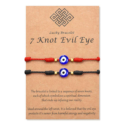 Evil Eye 7 Knot Lucky Bracelets Adjustable Red String Amulet for Women Men