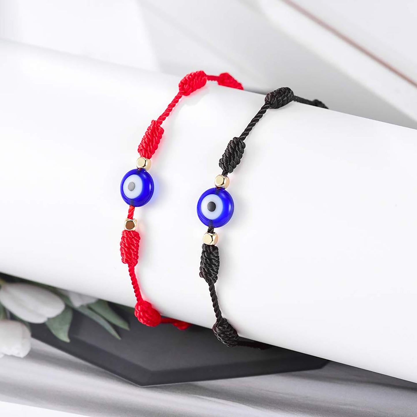 Evil Eye 7 Knot Lucky Bracelets Adjustable Red String Amulet for Women Men