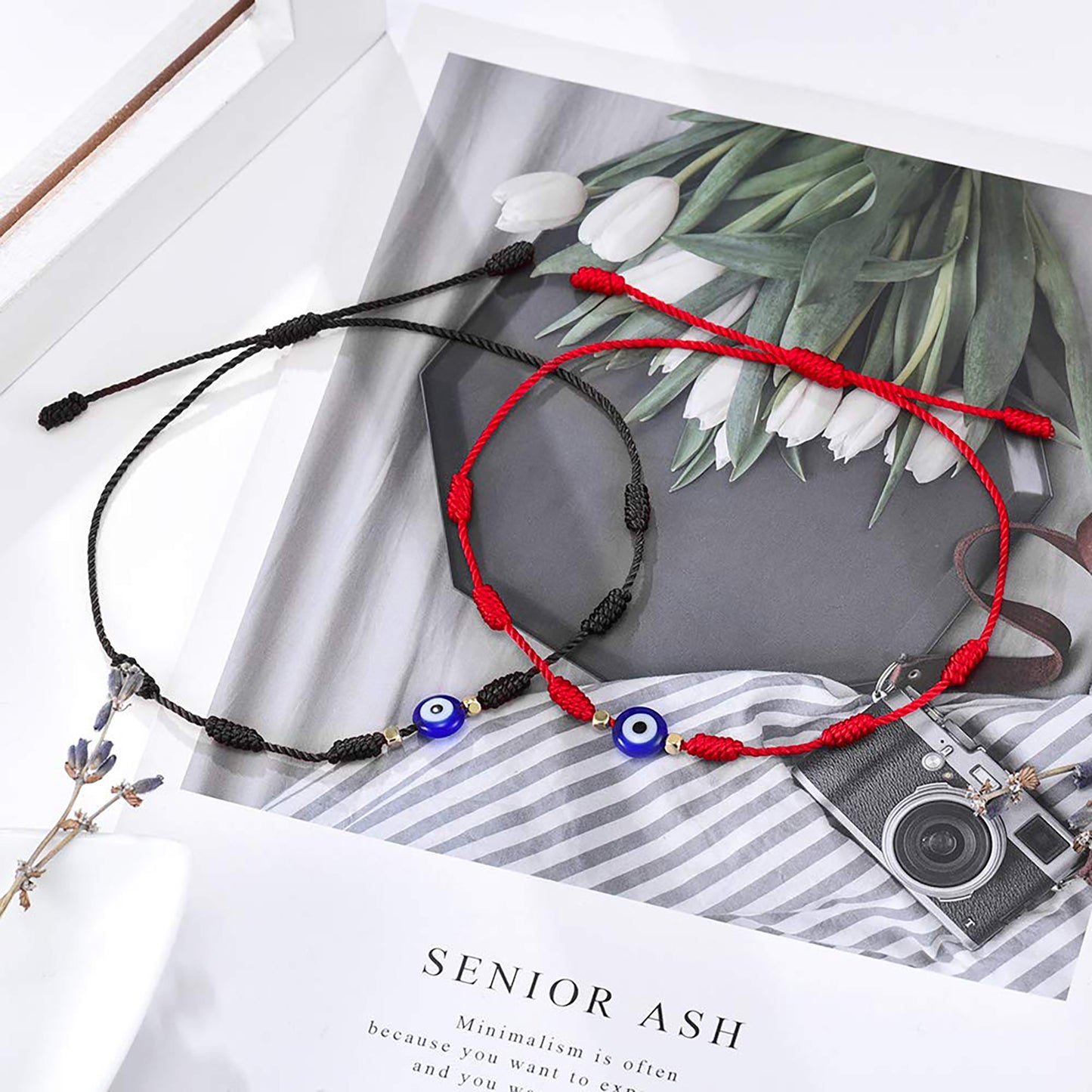 Evil Eye 7 Knot Lucky Bracelets Adjustable Red String Amulet for Women Men