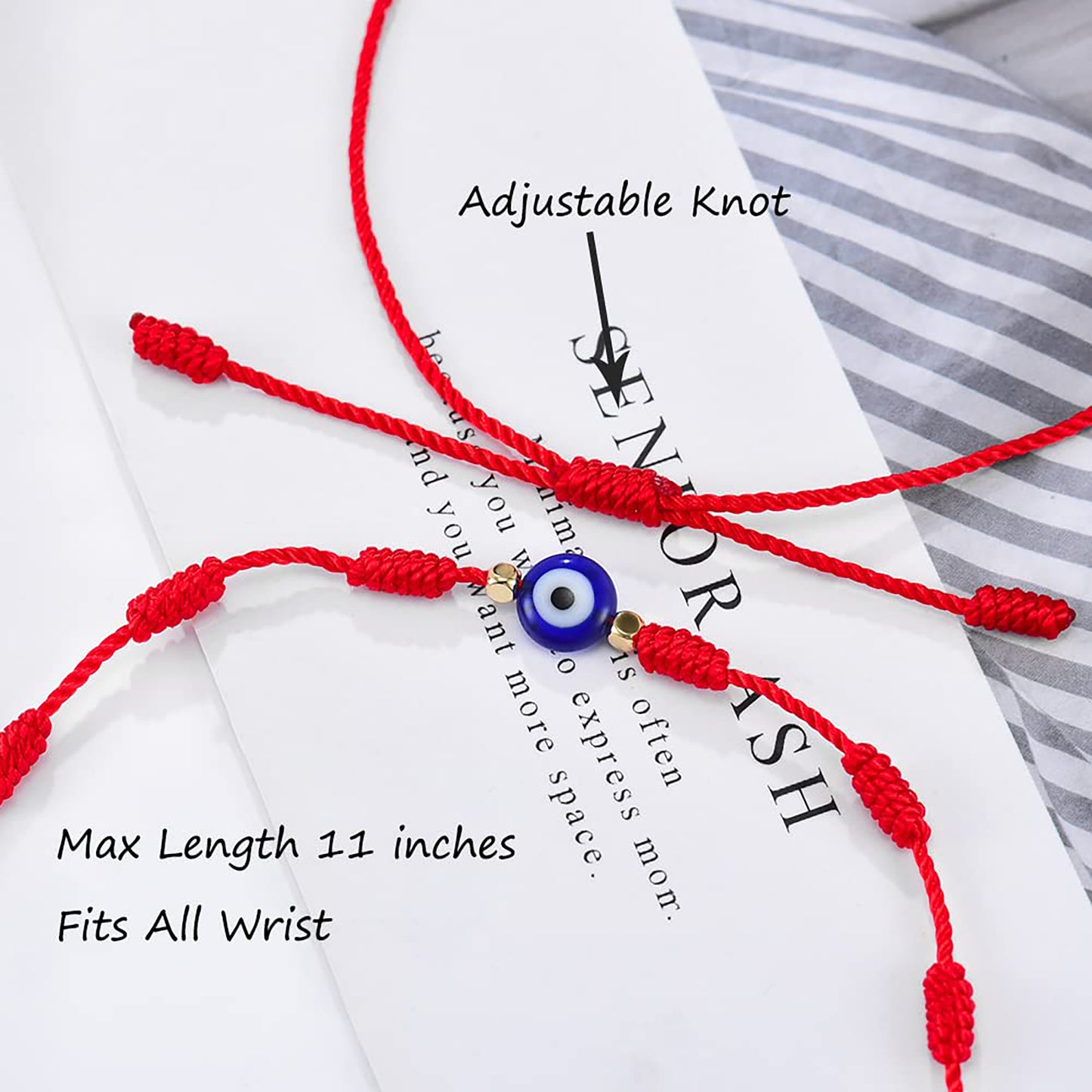 Evil Eye 7 Knot Lucky Bracelets Adjustable Red String Amulet for Women Men