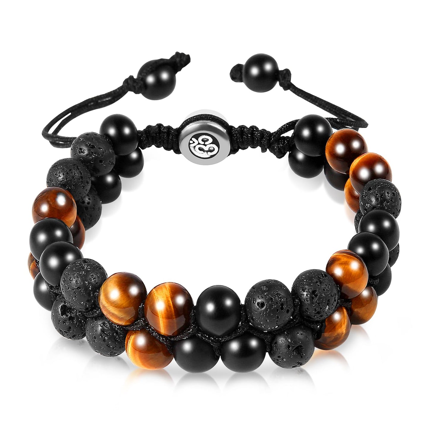 Triple Protection Bracelet - for Protect & Balance - Energy Crystal Bracelets for Men Women - Bring Good Luck & Prosperity - Tiger Eye Hematite & Black Obsidian Jewelry Natural Stone Healing Bracelet