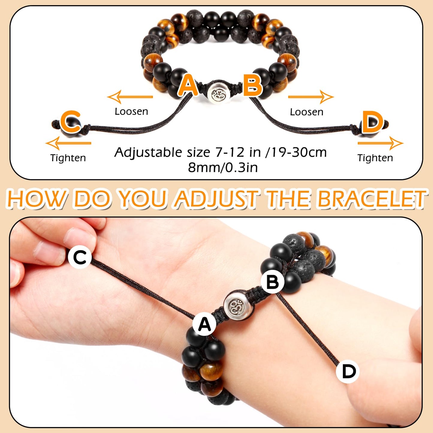 Triple Protection Bracelet - for Protect & Balance - Energy Crystal Bracelets for Men Women - Bring Good Luck & Prosperity - Tiger Eye Hematite & Black Obsidian Jewelry Natural Stone Healing Bracelet