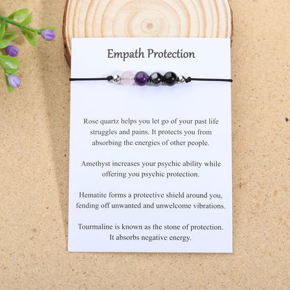 Empath Protection Bracelet Empath Bracelets Gifts for Her Natural Healing Crystal Beaded Bracelet, Tourmaline, Amethyst, Hematite, Rose Quartz, Jewelry for Best Friends Daughter Mom