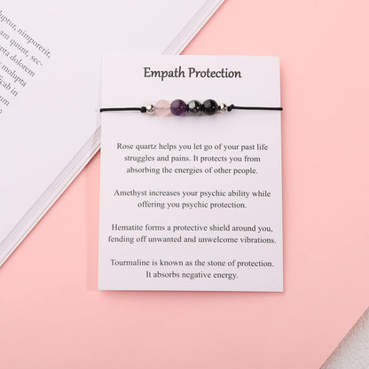 Empath Protection Bracelet Empath Bracelets Gifts for Her Natural Healing Crystal Beaded Bracelet, Tourmaline, Amethyst, Hematite, Rose Quartz, Jewelry for Best Friends Daughter Mom
