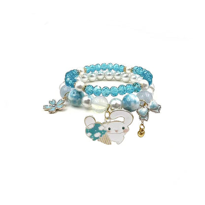 Matching Bracelets Set Crystal Beads Bracelet Cute Cartoon Elastic Beaded Pearl Bracelets Jewelry for Women Bff Friendship