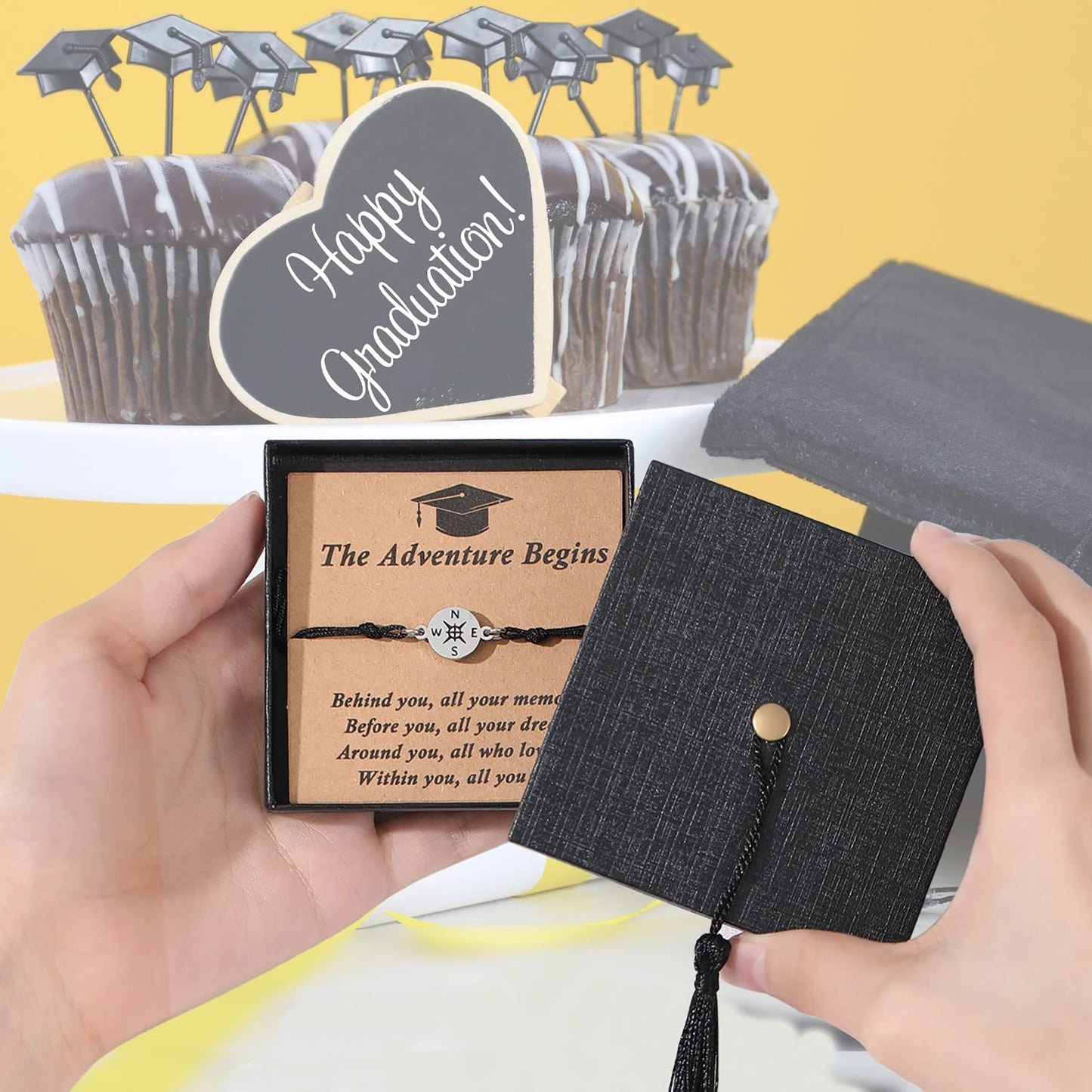 2025 Graduation Gifts for Her/Him - Adjustable Bracelet Comes in Cap Box with Quote Cards - for High School/College/Middle School Grads