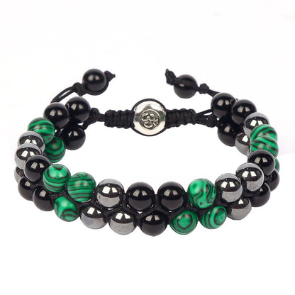 Triple Protection Bracelet - for Protect & Balance - Energy Crystal Bracelets for Men Women - Bring Good Luck & Prosperity - Tiger Eye Hematite & Black Obsidian Jewelry Natural Stone Healing Bracelet