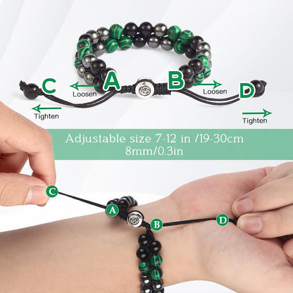 Triple Protection Bracelet - for Protect & Balance - Energy Crystal Bracelets for Men Women - Bring Good Luck & Prosperity - Tiger Eye Hematite & Black Obsidian Jewelry Natural Stone Healing Bracelet
