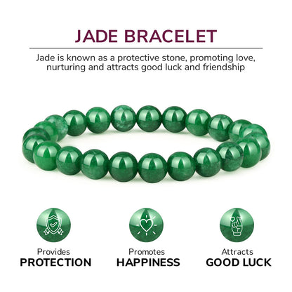 Jade Bracelet - Healing Crystal Wealth Bracelet - Jade Bracelet for Women Men - Bring Good Luck Prosperity and Emotional Balance - Adjustable Size Visit the Crystal Vibe Store